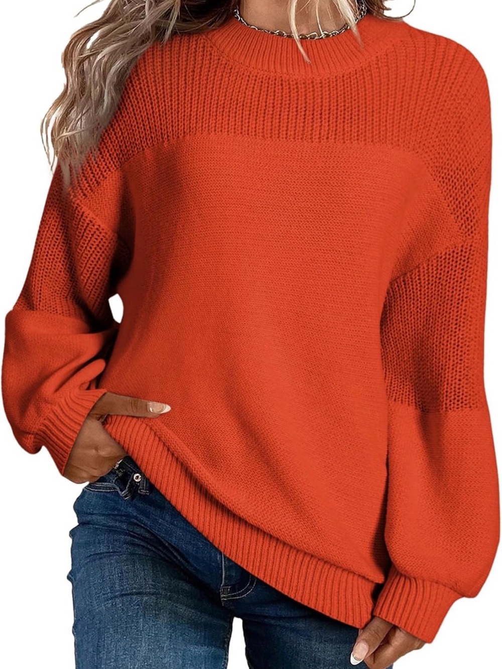 Women’s Classic Crewneck Sweater in Orange